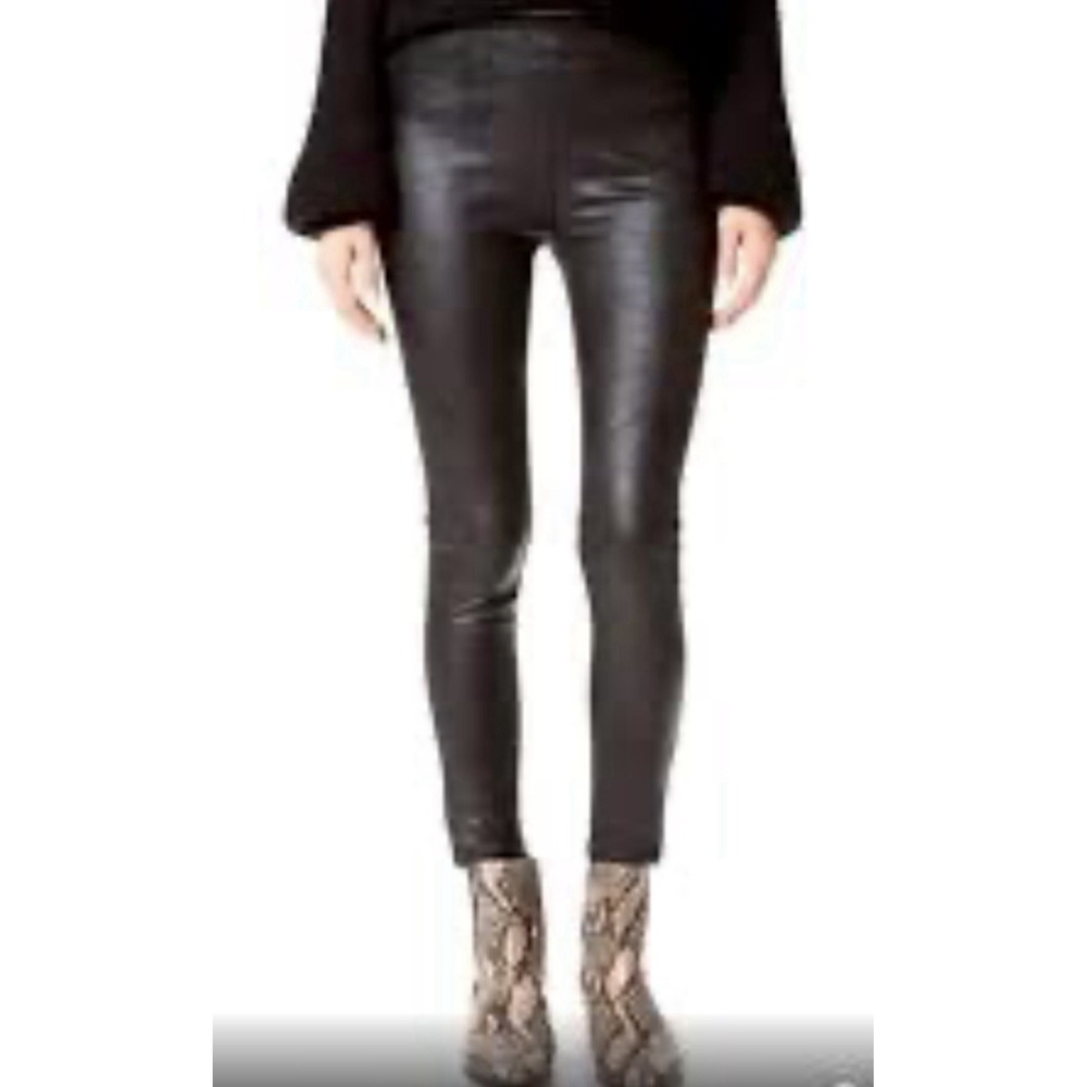 Free People Never Let Go Faux Leather Pants Slim Fit Pullon Sz‎ 30 Black Biker